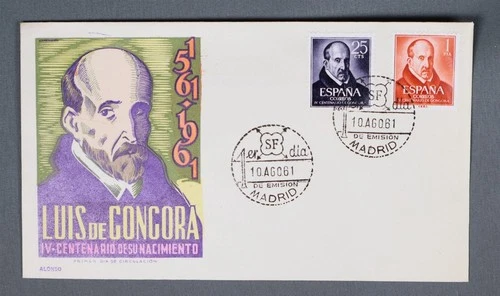 MayfairStamps Spain FDC 1961 Luis de Gongora Poet Dual First Day Cover aaw_71249
