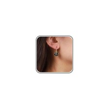 Vintage Crystal Emerald Dangle Earrings Green Emerald Drop Earrings Gold Ball Ho