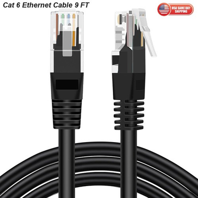 #ad Cat6 Network Cable 9FT High Speed RJ45 Ethernet Patch Cord Snagless for PoE TV $1.49