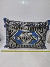 Large Boho Floor Cushion / Stuffed Pillow – Blue Moroccan Style – Zip Cover –