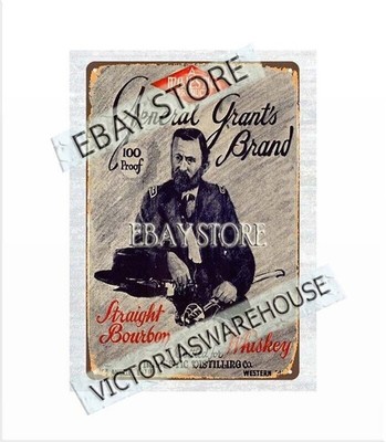 1930s General Grant's straight bourbon whiskey, Majestic Distilling tin sign