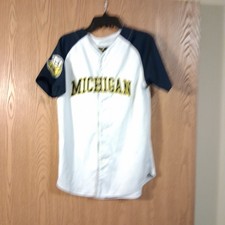 Vintage University of Michigan Wolverines Sewn Valiant Baseball Jersey Youth L