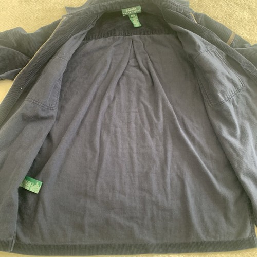 Lauren RALPH LAUREN Petite Small 100% Cotton Navy Blue Corduroy Jacket Womens - Picture 10 of 16