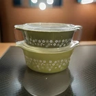 Vintage 2 Piece Pyrex Spring Blossom Casserole Dish Set 471-B 472-B With Lids