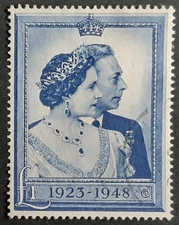 GB KGVI 1948 SG494 £1 blue, royal silver wedding, light cancel, fine used