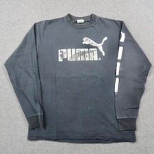 Vintage 90s Puma Mens Long Sleeve Graphic XL T-Shirt Faded Black Logo USA Made