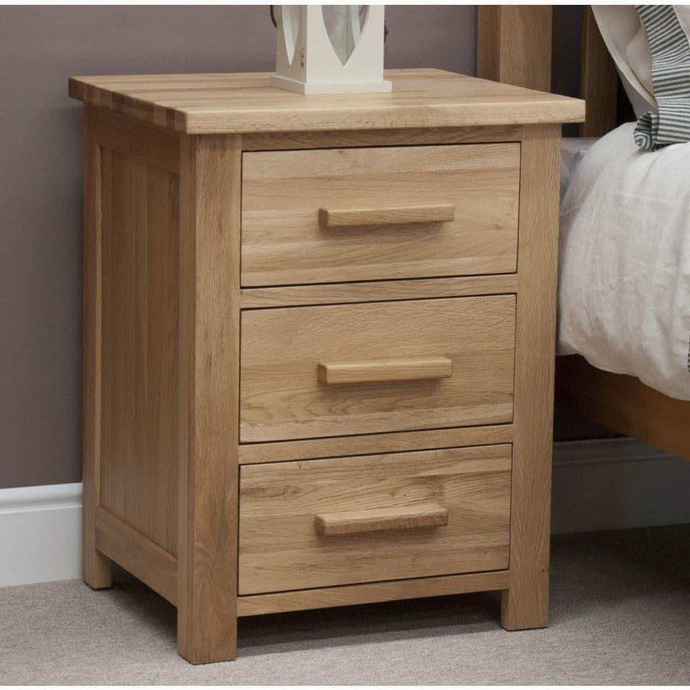 Solid Oak Bedside Table Opus Oak Three Drawer Cabinet Bedroom Furniture New