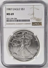 1987 Eagle S$1 MS 69 Brown Label NGC