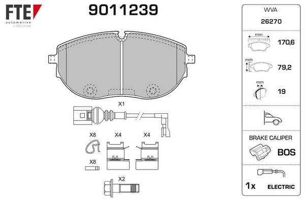 FTE Bremsbelagsatz Scheibenbremse 9011239 FüR VW Transporter T6 SGA SGH SHA SHH-image