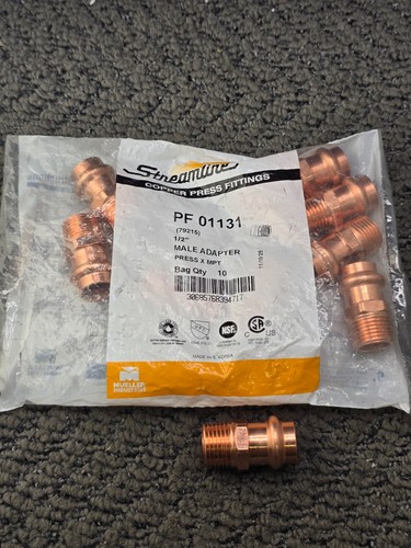 (QTY 10) Mueller PF 01131 Copper Male Press Adapter Fittings 1/2" Press x MPT