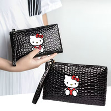 Sanrio Hello Kitty Glossy Alligator Texture Clutch Wristlet Purse Zip Pouch