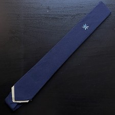 Deadstock Schindler Embroidered Navy Slim Tie NWT VTG 1950s 1960s Skinny MCM