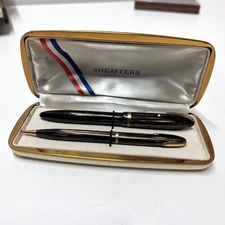 Vintage Sheaffer's Fountain Pen Brown Gold White Dot Lifetime Nib  + 400 Pencil