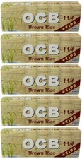 OCB Brown Rice 1 1/4 Rolling Papers 1.25 Cigarette Paper (78mm) + Tips (5 Pack)