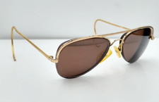 Vintage Logo Paris Gold Pilot Half-Rim Metal Sunglasses FRAMES ONLY