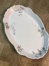 Victorian O.P. Co Syracuse Fine Home China Purple Flowers Platter Smaller