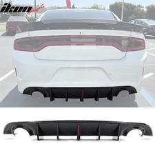 Fits 15-23 Dodge Charger IKON V3 Style Rear Diffuser w/ LED Light Gloss Black PP