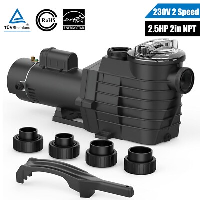 2 1/2HP Dual Speed Inground Swimming Spa Pool Pump 4140/9000GPH 2'' Thread NPT
