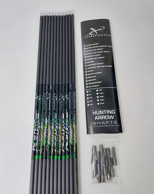 12 Carbon Express PileDriver Pass Thru Extreme 250 Arrow Shafts w Inserts: 50758