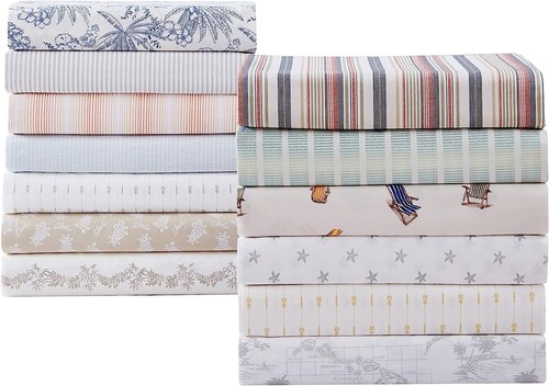Tropical Blue Floral King Sheets, 100% Cotton Percale, Deep Pocket Fitted - Picture 10 of 10