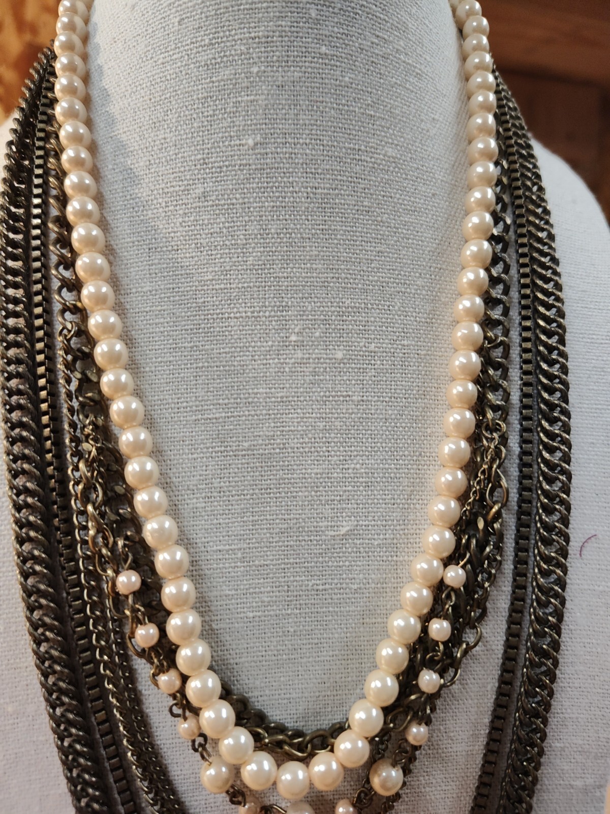 18" Multi Layer Necklace, Multiple Chain Styles A… - image 2