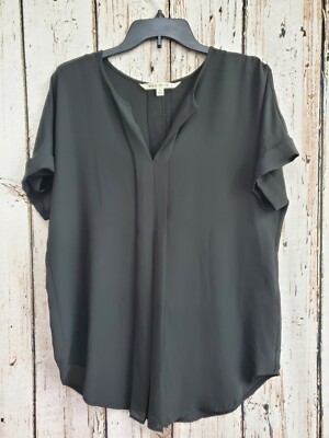 Max Studio Women's Small Black Sheer Oversized Tunic Blouse Top EUC Flowy Boho
