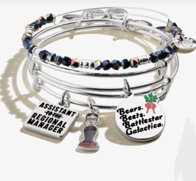 NEW Alex & Ani The Office  Dwight Charm Bangle Bracelets Set of 3 in Box