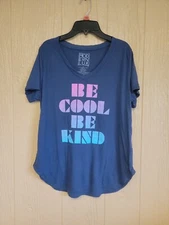 Modern Lux Womens Tee Navy sz XL "Be Cool Be Kind" New Without Tags V-Neck