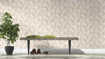 Tapete Barbara Home Collection 560862 Floral Blätter Weiß Taupe (3,34 /1qm)