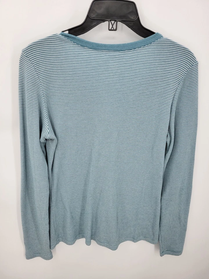 REI Top 女式中号蓝色条纹花卉图案长袖休闲针织 — 第 2/4 张图片