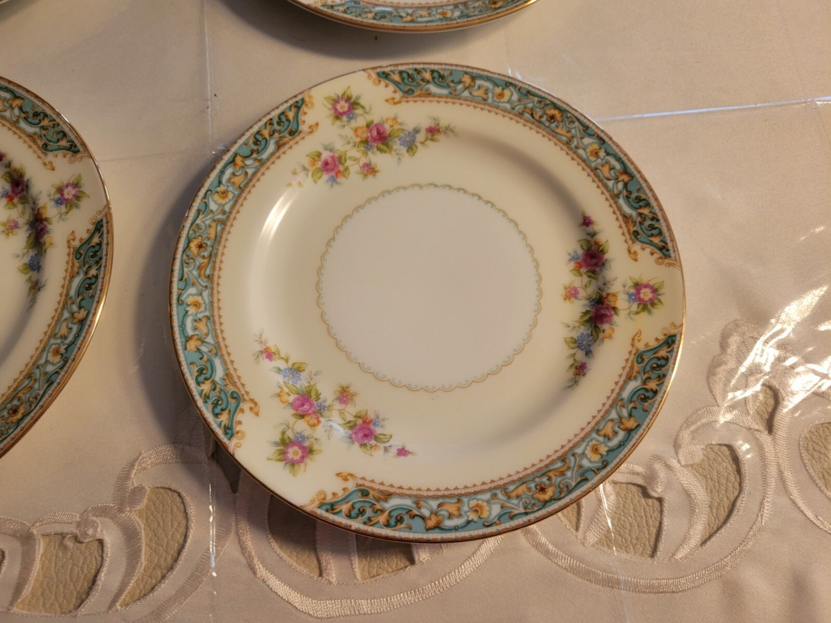 Aladdin Fine China 7.” Plate Blue Rose Occupied Japan c1948 - set