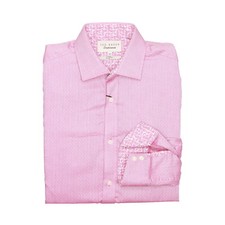 Ted Baker Endurance Driss Mens Slim Fit Geometric Button Down Shirt 14.5, Red 