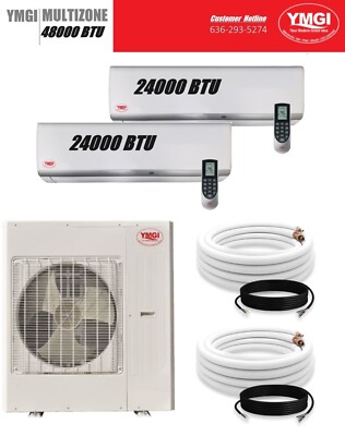 YMGI 48000 BTU DUAL ZONE DUCTLESS MINI SPLIT AIR CONDITIONER HEAT PUMP AN90