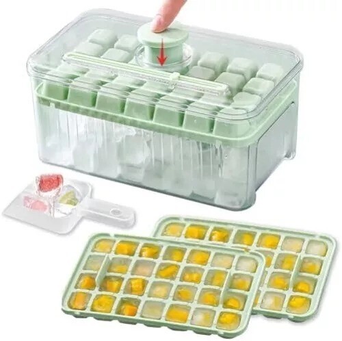 Mini Eiswürfelschalen für Gefrierschrank, Eiswürfelform mit Deckel und Eimer, 2er Pack 56 Stück S - Bild 6 von 12