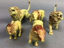 lion figure toy lot of 5 jungle animals hard plastic Fighting Figure FREE SHIP