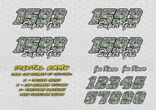 Drag Racing Digital Camo Vinyl Number Decals Kit Package