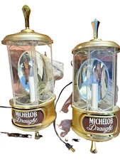 Vintage Michelob Draught Beer Crystal Sconces Wall Mounted Lamps - Works!