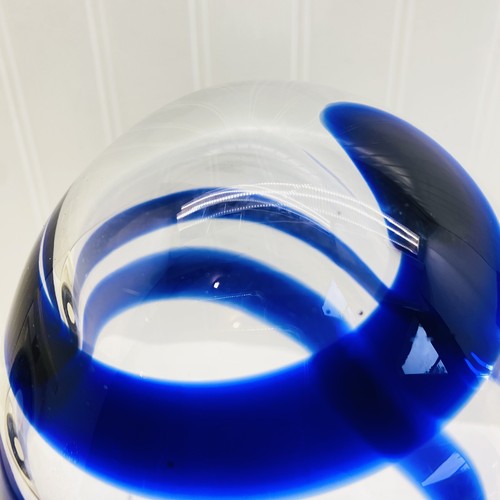 IKEA Karisma Hand Blown Art Glass Large Sculpture Bjorn 2001 Cobalt Blue Swirl - Picture 6 of 13