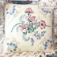 Candamar Designs Candlewicking Embroidery Victorian Floral Pillow Kit 14 14" New