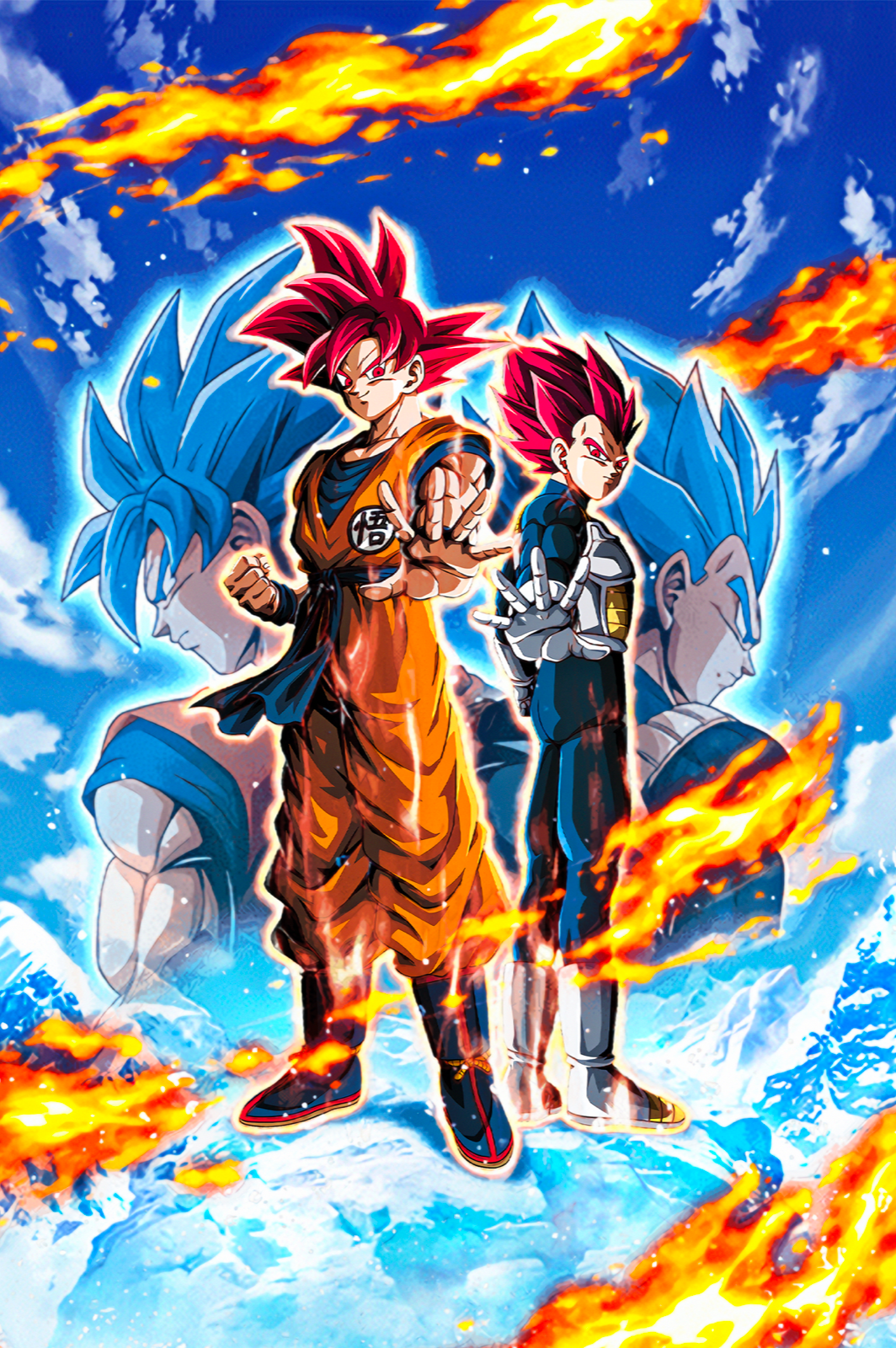 Dragon Ball Poster Vegeta Goku SSJ God and Blue 12inx18in Free Shipping