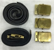 US Army Military 1.25  Wide Black Canvas Web Belt with Brass Tip  Buckles c5