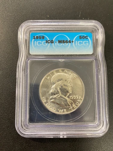 1959 FRANKLIN HALF DOLLAR ICG MS-64+ - UNCIRCULATED - SILVER - CERTIFIED - 50C