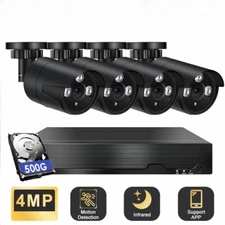 4CH 4MP DVR 4MP Outdoor CCTV Security Camera System Kit Night Vision