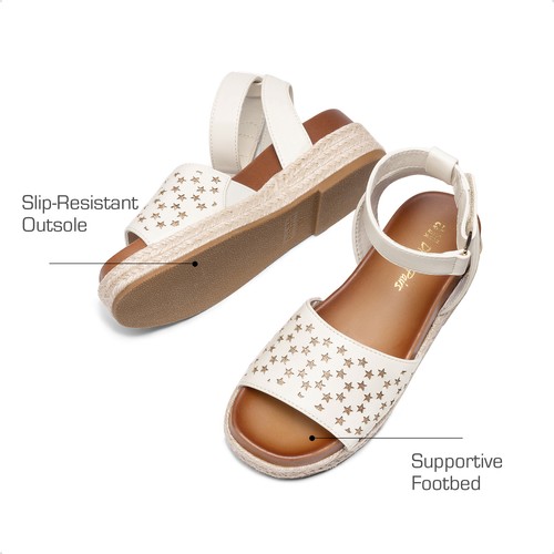 Girls Platform Wedge Sandals Ankle Strap Espadrille Summer Beach Walking Sandals - Picture 11 of 37