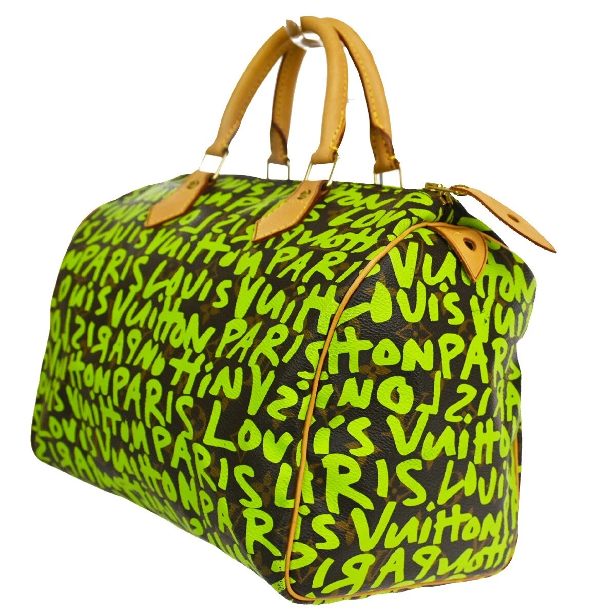 LOUIS VUITTON Speedy 30 Hand Bag Monogram Graffiti Leather Green  