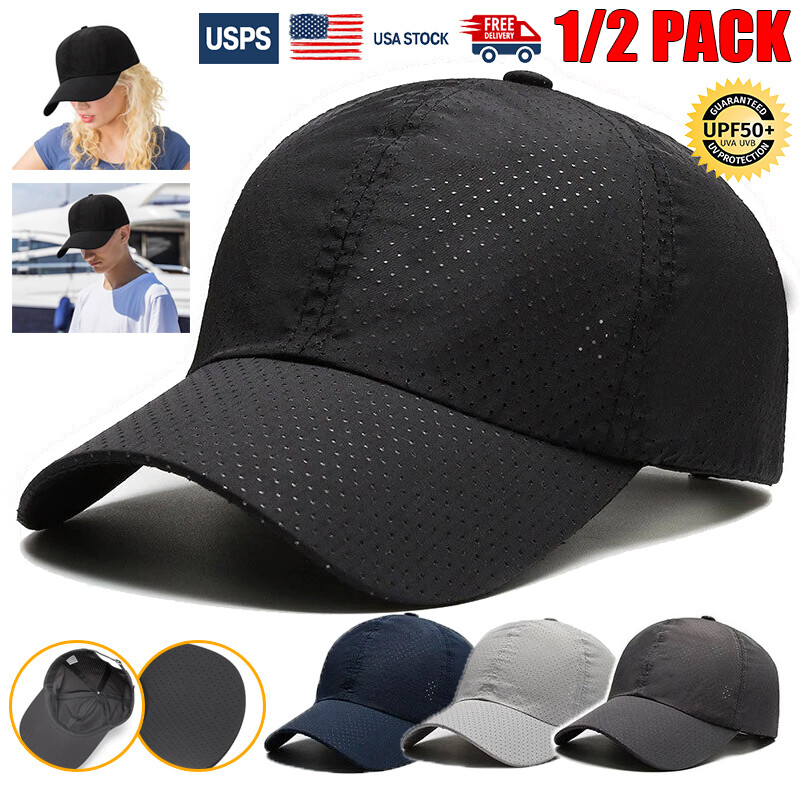 2pcs Quick Dry Baseball Cap Adjustable Mesh Cap Workout Tennis Hat for Men Women