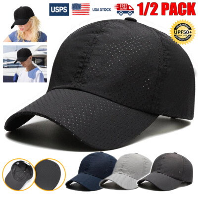 2pcs Quick Dry Baseball Cap Adjustable Mesh Cap Workout Tennis Hat for Men Women