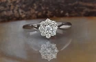 Cluster Flower Ring 1.3ct Round Cut Simulated Diamond 14k White Gold Plated