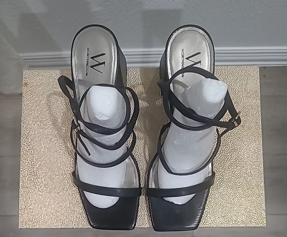 Sandalias Worthington para mujer de tacón pico negras talla 11/23 nuevas sin caja o etiquetas Foto 4 de 4