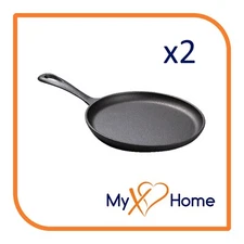 6.25" Shallow Round Cast Iron Frying Pan / Skillet with Handle (2 Skillets)